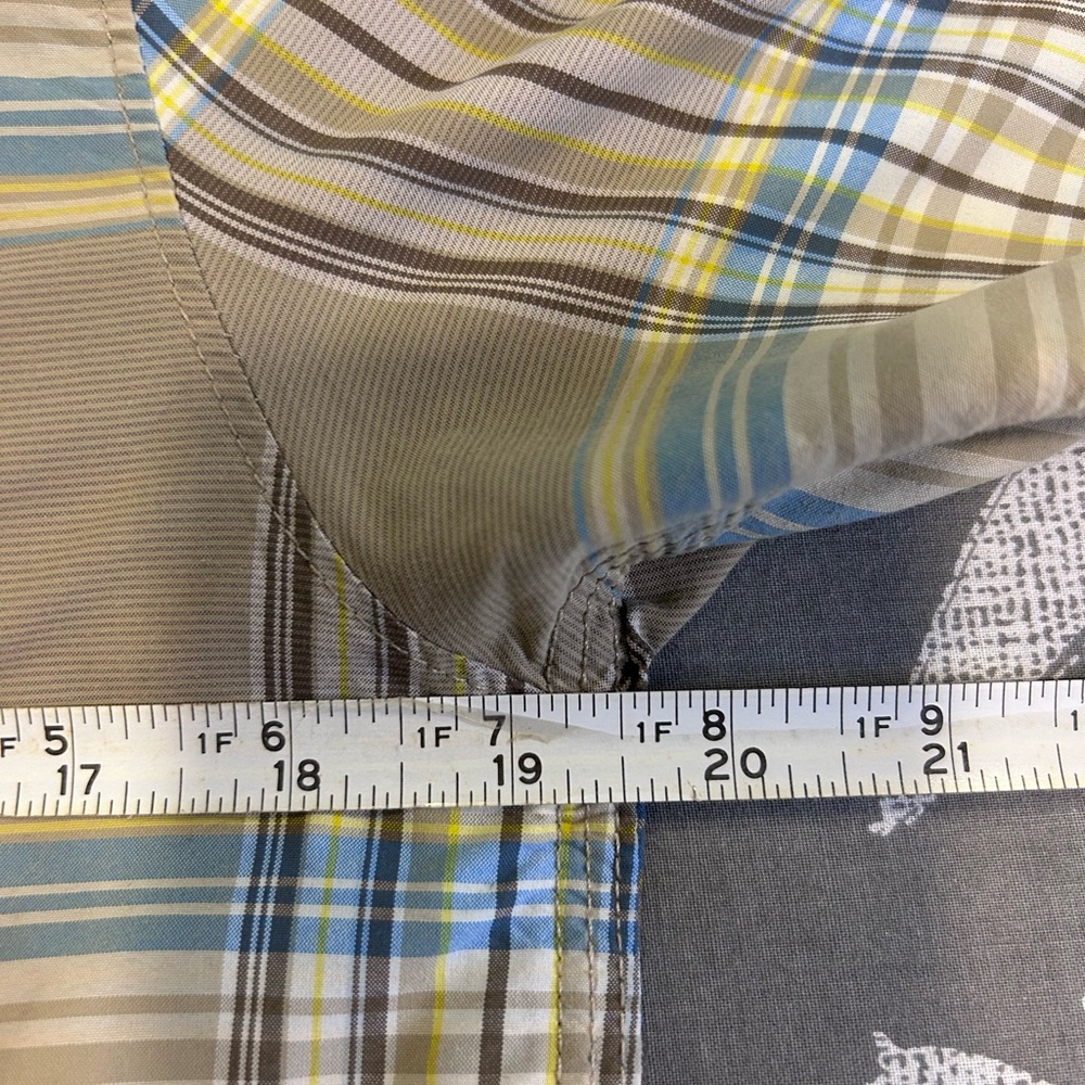 🔷”The North Face” Casual Blue/Tan & Yellow Plaid Button Down Short Sleeved Shirt - Picture 4 of 10
